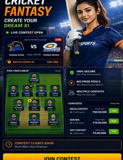Come (come win) fantasy cricket & matchday visual 3